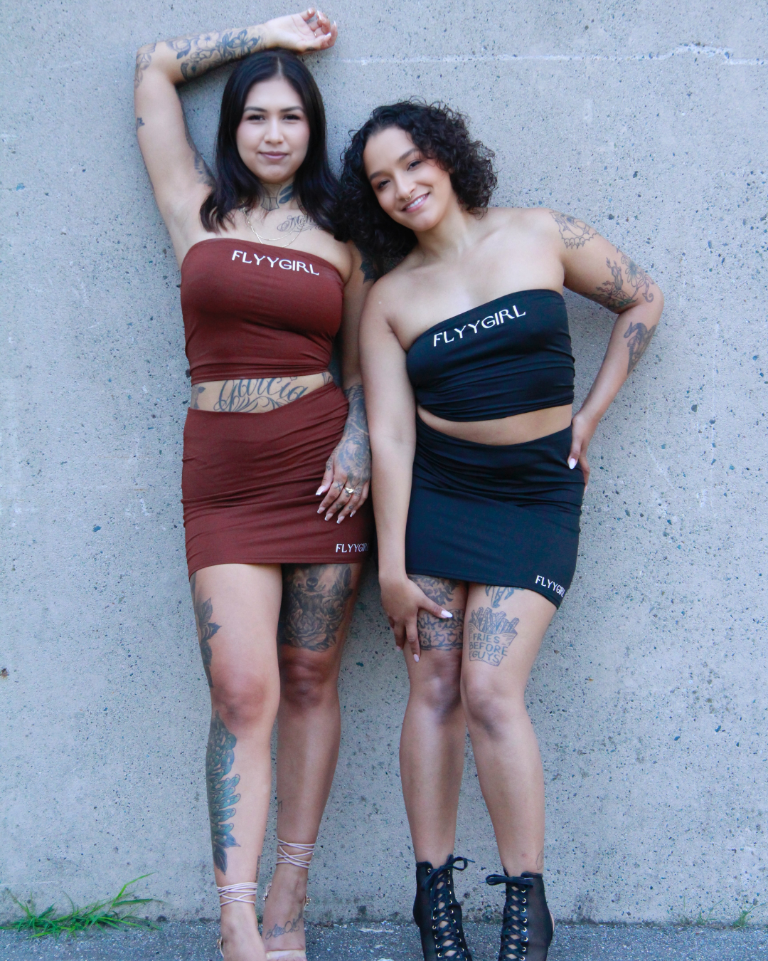 Mocha brown Sienna Set styled with heels and accessories