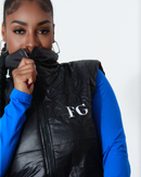 Front view of model wearing BRIELLE Vest zipped up