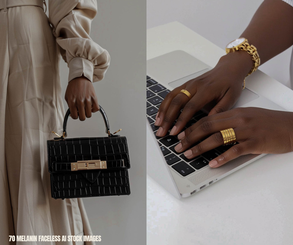 Luxury Melanin Faceless AI Stock Photo Bundle (PLR + MRR)