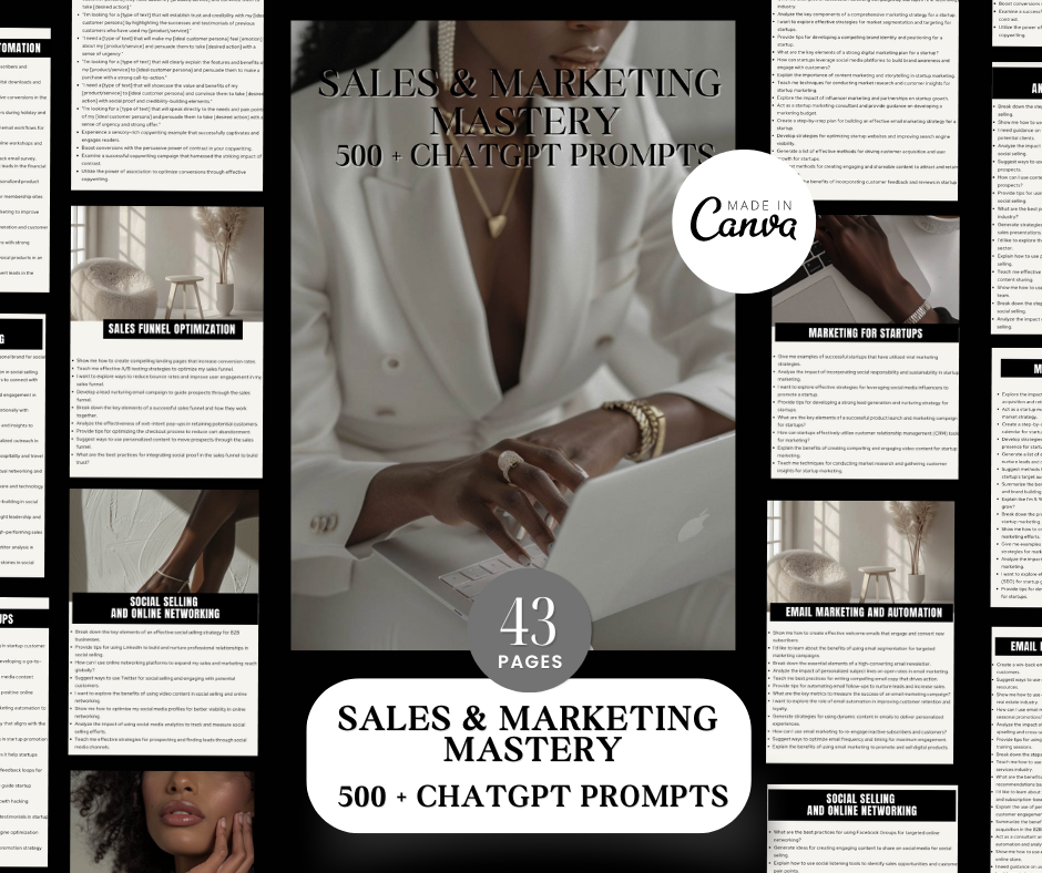 SALES & MARKETING  MASTERY 500 + Chatgpt prompts